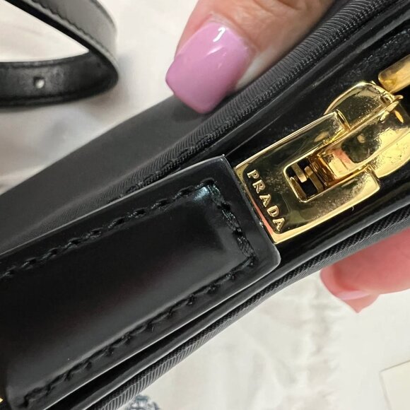 PRADA Re-Nylon Spazzolato Arque Shoulder Bag in Black - Picture 10 of 13
